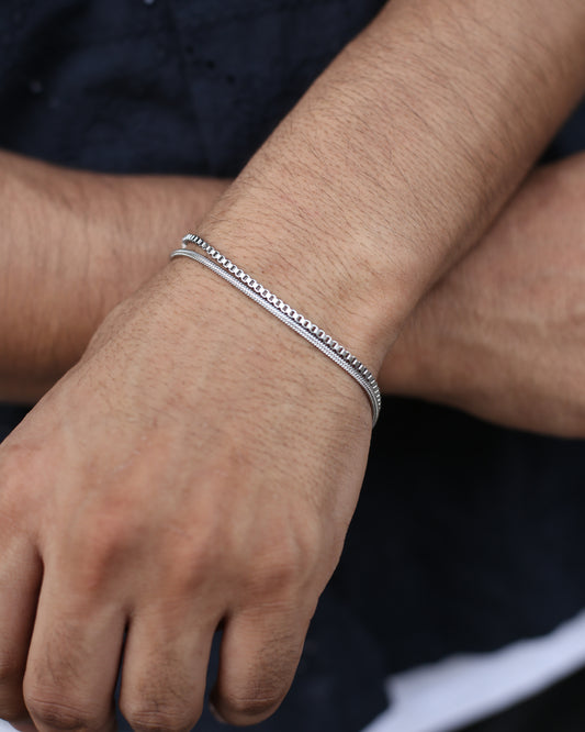 Twin Silver Stack Bracelet