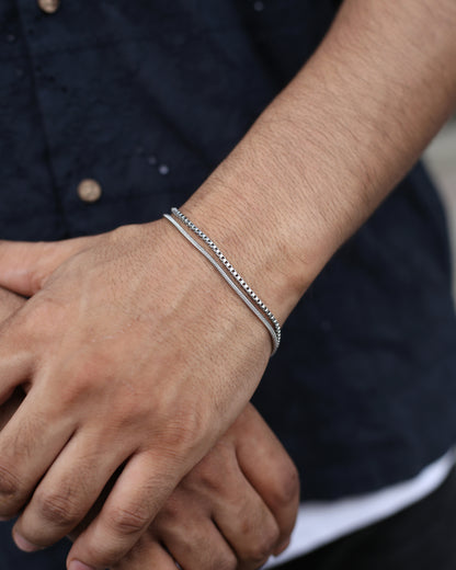 Twin Silver Stack Bracelet