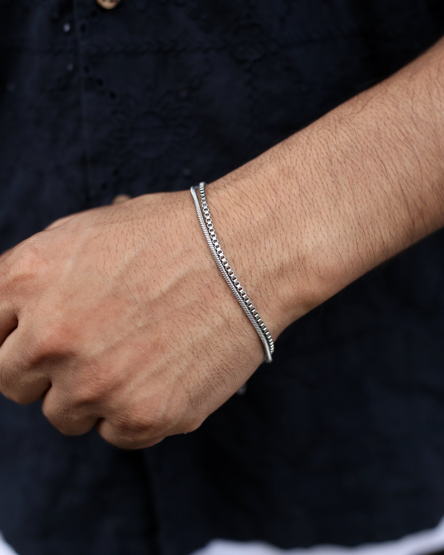 Twin Silver Stack Bracelet