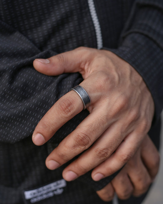 Classic Retro Gray Titanium Ring